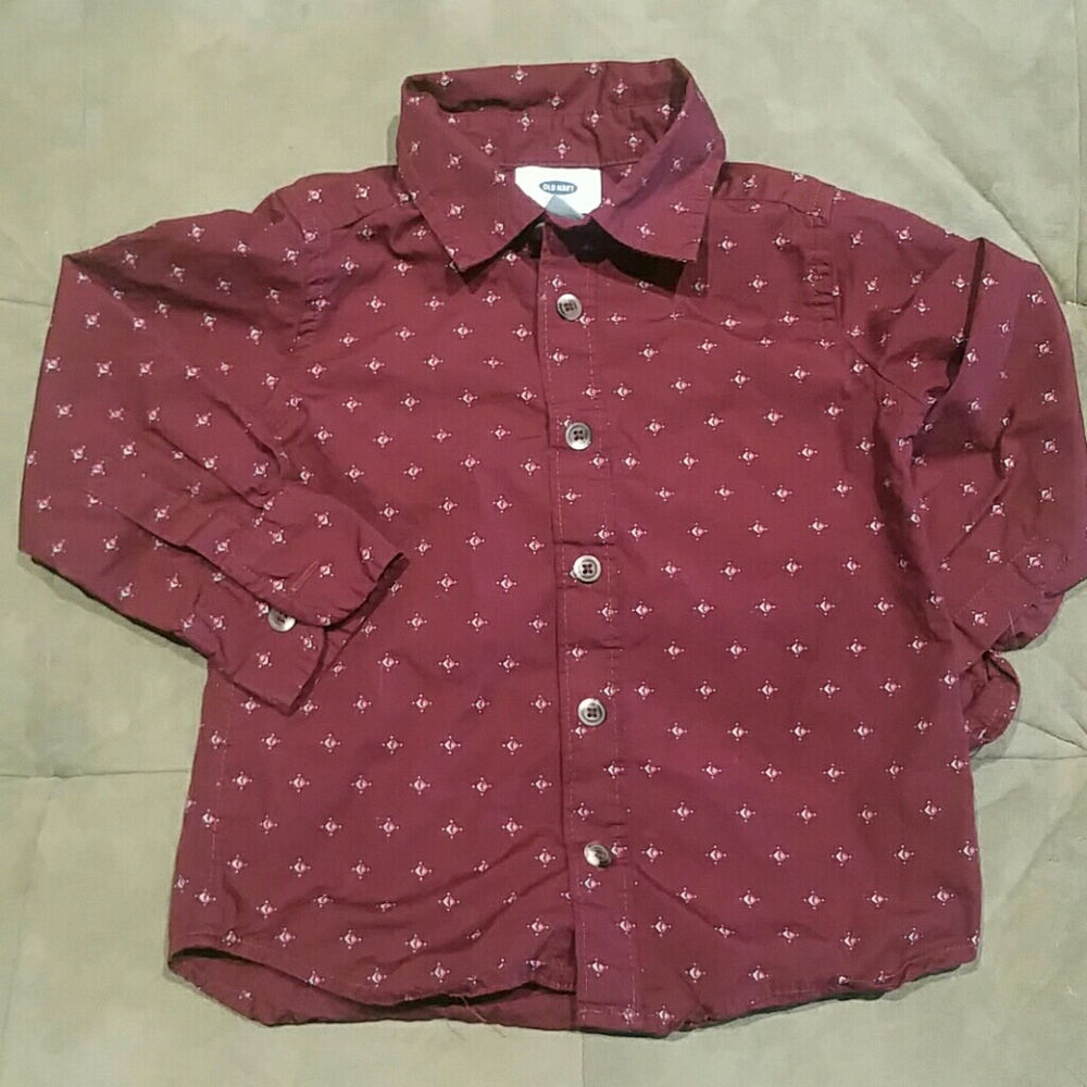 3t Maroon Old Navy Button Down Long Sleeve Shirt